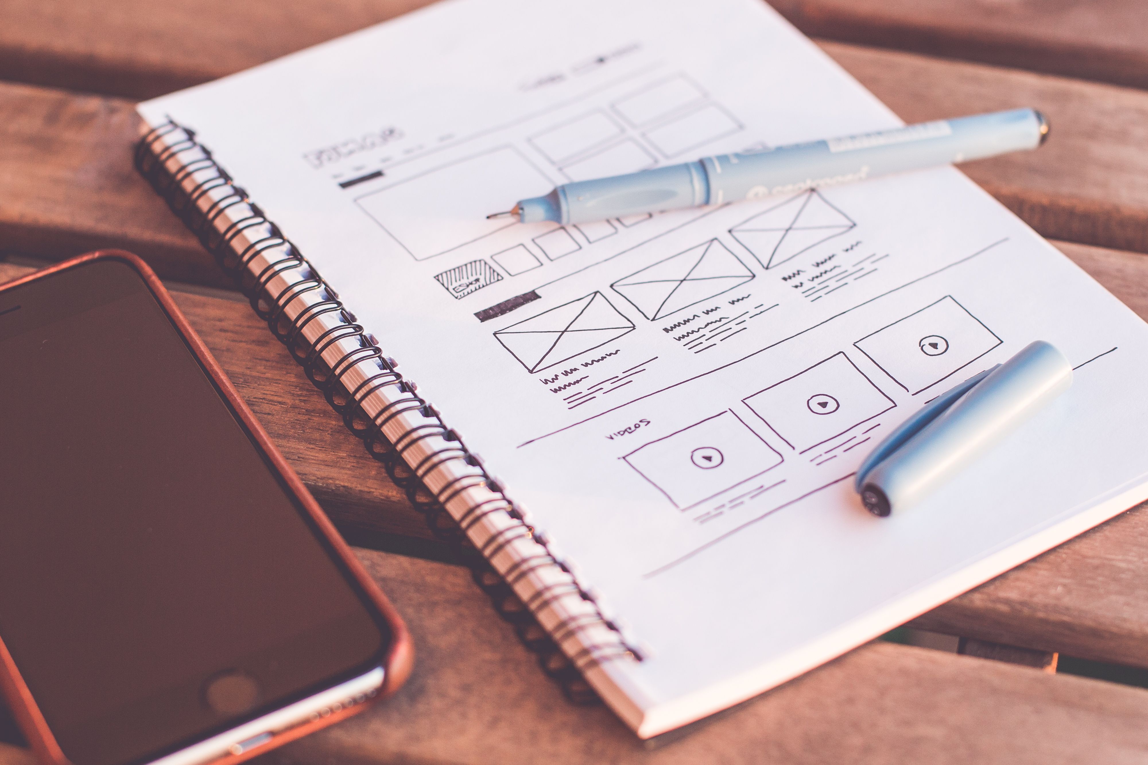 A UX wireframe sketch for a startup product design sprint